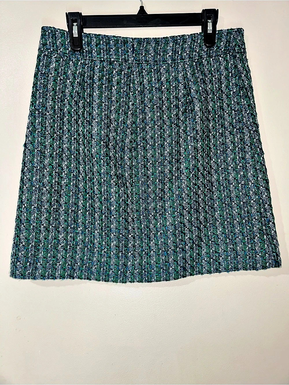 J.Crew Tweed A-line mini skirt Green & Blue Size 10